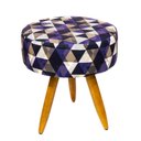 Ver imagem 1 de Puff Banqueta Retro Pés Castanho Palito Várias Estampas:triangulo Roxo