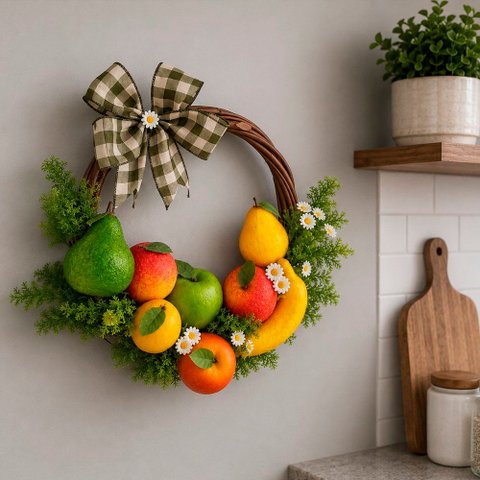 Guirlanda Frutas Flor Artificial Decoração Enfeite Casa 35cm
