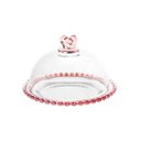 Ver imagem 1 de Queijeira Lyor Coração de Cristal Borda Rosa 19,5 x 13cm