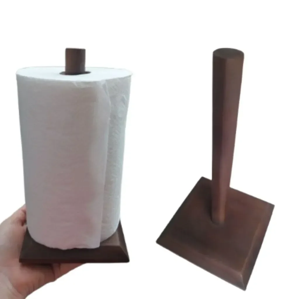 Porta Papel Toalha Suporte Rolo Mesa Bancada Madeira Luxo - 5