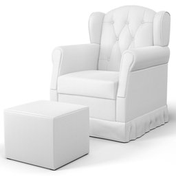 Poltrona de Amamentação e Descanso com Balanço e Puff Lucy P04 Sintético Branco - Mpozenato - 1