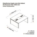 Ver imagem 3 de Estação de Trabalho Mesa Plataforma Escritório Dupla para 2 Pessoas com Caixa de Tomada Pé Painel
