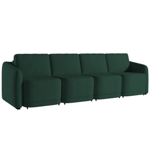 Sofá Cama Casal para Sala 436cm Polska K04 Veludo Verde - Mpozenato