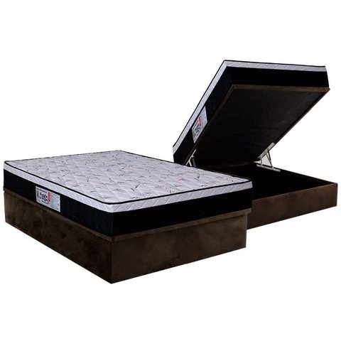 Cama Box Baú Casal: Colchão Ortopédico Orthoflex Foggia Sogni Unic Face + Base CRC Suede Brown(138x1