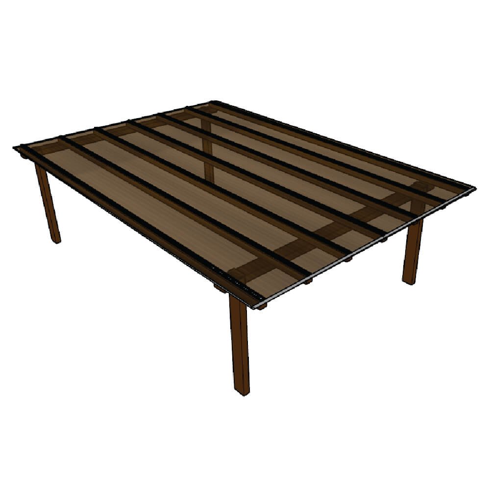 Cobertura Policarbonato Alveolar 4,00m x 6,00m - Bronze 6mm - 1