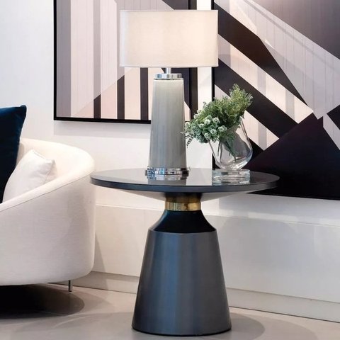 Mesa de Centro Auxiliar Apoio Redonda Veneza 68 X 84 Cm:prateado