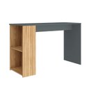 Ver imagem 2 de Mesa Escrivaninha 120cm com 2 Prateleiras Laterais e Detalhe em Pintura Ripada Mb 1060 Movelbento