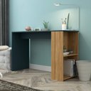 Ver imagem 1 de Mesa Escrivaninha 120cm com 2 Prateleiras Laterais e Detalhe em Pintura Ripada Mb 1060 Movelbento