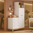 Ver imagem 5 de Guarda Roupa Infantil Flora com Comoda Branco Acetinado - Qmovi