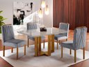 Ver imagem 6 de Conjunto Sala de Jantar 4 Lugares Lisboa Madeira Maciça Tampo Com Vidro