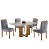 Conjunto Sala de Jantar 4 Lugares Lisboa Madeira Maciça Tampo Com Vidro - 1