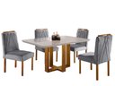 Ver imagem 1 de Conjunto Sala de Jantar 4 Lugares Lisboa Madeira Maciça Tampo Com Vidro