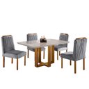 Ver imagem 1 de Conjunto Sala de Jantar 4 Lugares Lisboa Madeira Maciça Tampo Com Vidro