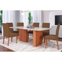 Ver imagem 1 de Conjunto: Mesa de Cozinha Ester Tampo Madeirado C/ Vidro 180x90cm e 6 Cadeiras Maia Cinamomo/off
