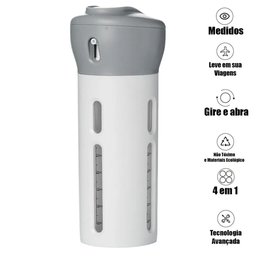 Dispenser Garrafa 4 Em 1 Loção Portátil Sabonete Liquido Shampoo Gel Cremes Viagens 4 Frascos de - 1