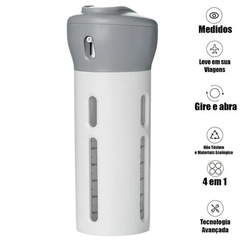Dispenser Garrafa 4 Em 1 Loção Portátil Sabonete Liquido Shampoo Gel Cremes Viagens 4 Frascos de
