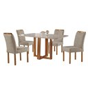 Ver imagem 2 de Mesa com 4 Cadeiras Madeira Maciça Prada Linho Móveis Mix Mel-Areia