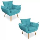 Ver imagem 1 de Kit 02 Poltronas Opala Suede Azul Turquesa Pés Palito
