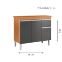 Ver imagem 2 de Balcão para Cozinha 1 M 3 Portas 1 Gav sem Tampo - Tatiane: Amendoa/preto