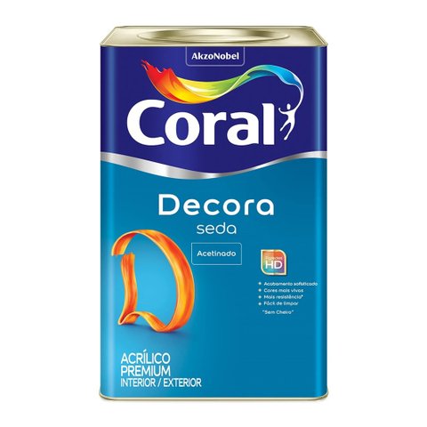 Tinta Acrílica Decora Seda Acetinado Branco 18 Litros Coral Decora Acrílico Premium Seda