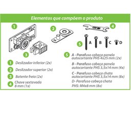 Sistema Deslizante Sd 503 (50 Kg) para 01 Porta Fgvtn - 2