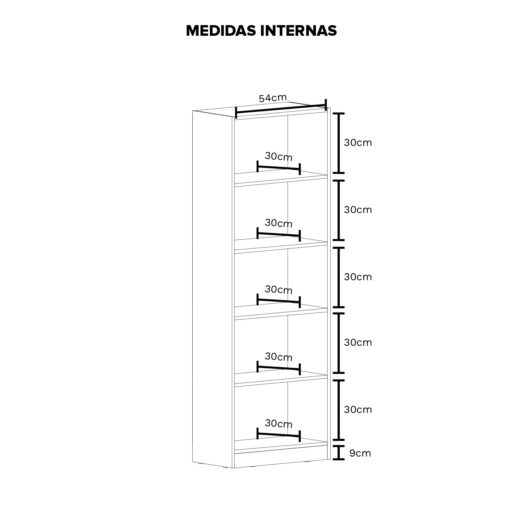 Estante para Livros Grande 164 Cm Àpila 100% Mdf com 5 Nichos Rimo - Branco - 5