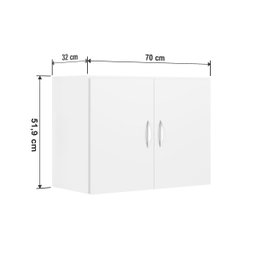 Armário Aéreo Cozinha 2 Portas Suspenso 70cm Lugano - Branco - 3