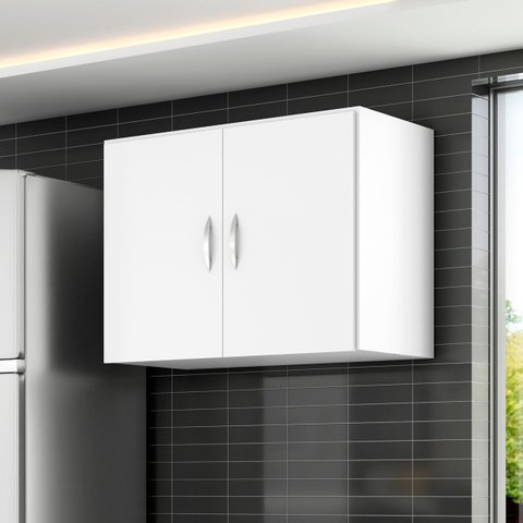Armário Aéreo Cozinha 2 Portas Suspenso 70cm Lugano - Branco