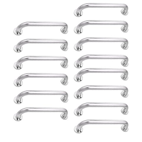 Alça de Apoio Inox 30cm Barra Kit 14 Unidades Idoso Acessibilidade Cadeirante Box Banheiro Segurança
