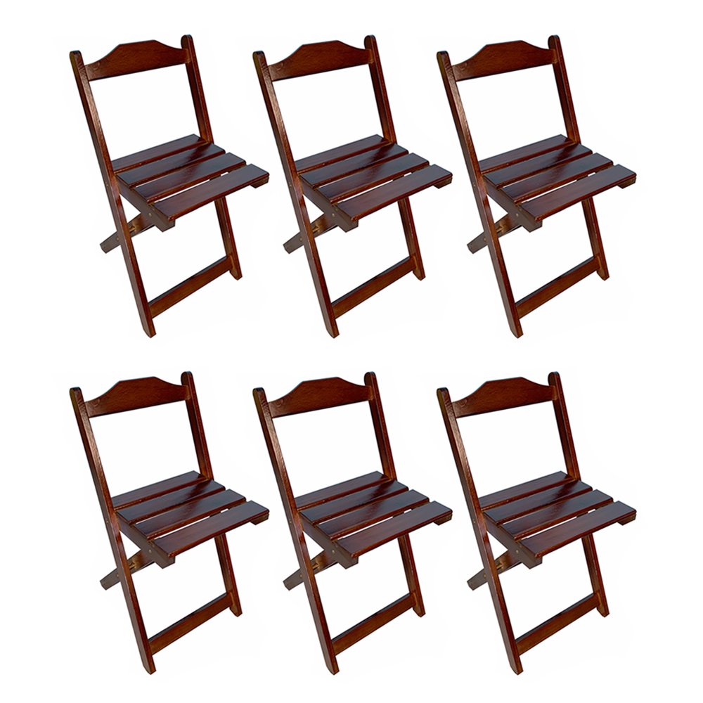 Kit 6 Cadeiras Dobráveis de Madeira Maciça Imbuia - 1