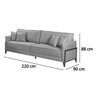 Sofá 3 e 4 Lugares 2,20 Metros Panamá com 4 Almofadas para Sala de Estar em Linho - 3