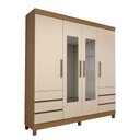 Ver imagem 3 de Guarda-roupa Casal Romenia 4 Portas 6 Gavetas Amêndola/off White - Panorama Móveis