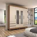 Ver imagem 1 de Guarda-roupa Casal Romenia 4 Portas 6 Gavetas Amêndola/off White - Panorama Móveis
