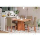 Ver imagem 1 de Conjunto: Mesa de Cozinha Maitê Tampo Madeirado 130x80cm e 4 Cadeiras Maia Cinamomo - Cinamomo/