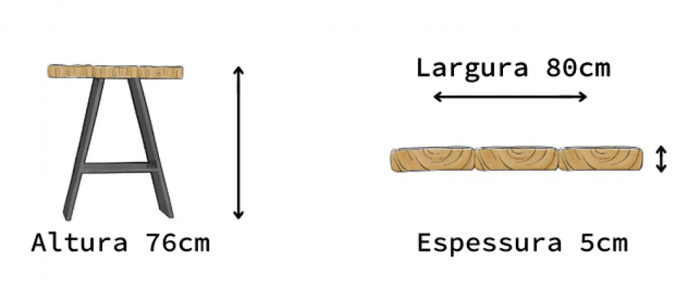 Mesa de Jantar Rústica | Estrutura a - 100cm - 12