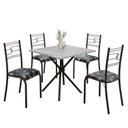 Ver imagem 2 de Conjunto Sala de Jantar Mesa Quadrada 70x70cm Tampo Granito Topázio 4 Cadeiras Paraty Preto/Floral/Fosco