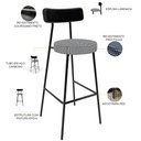 Ver imagem 4 de Kit 02 Banquetas Alta Cozinha Sala Jantar Em Aço Milão L02 Couríssimo Preto Pied Poule - Lyam Decor