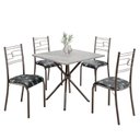 Ver imagem 2 de Conjunto Sala de Jantar Mesa Quadrada 70x70cm Tampo Granito Topázio 4 Cadeiras Paraty Prata/Preto Floral/Mart