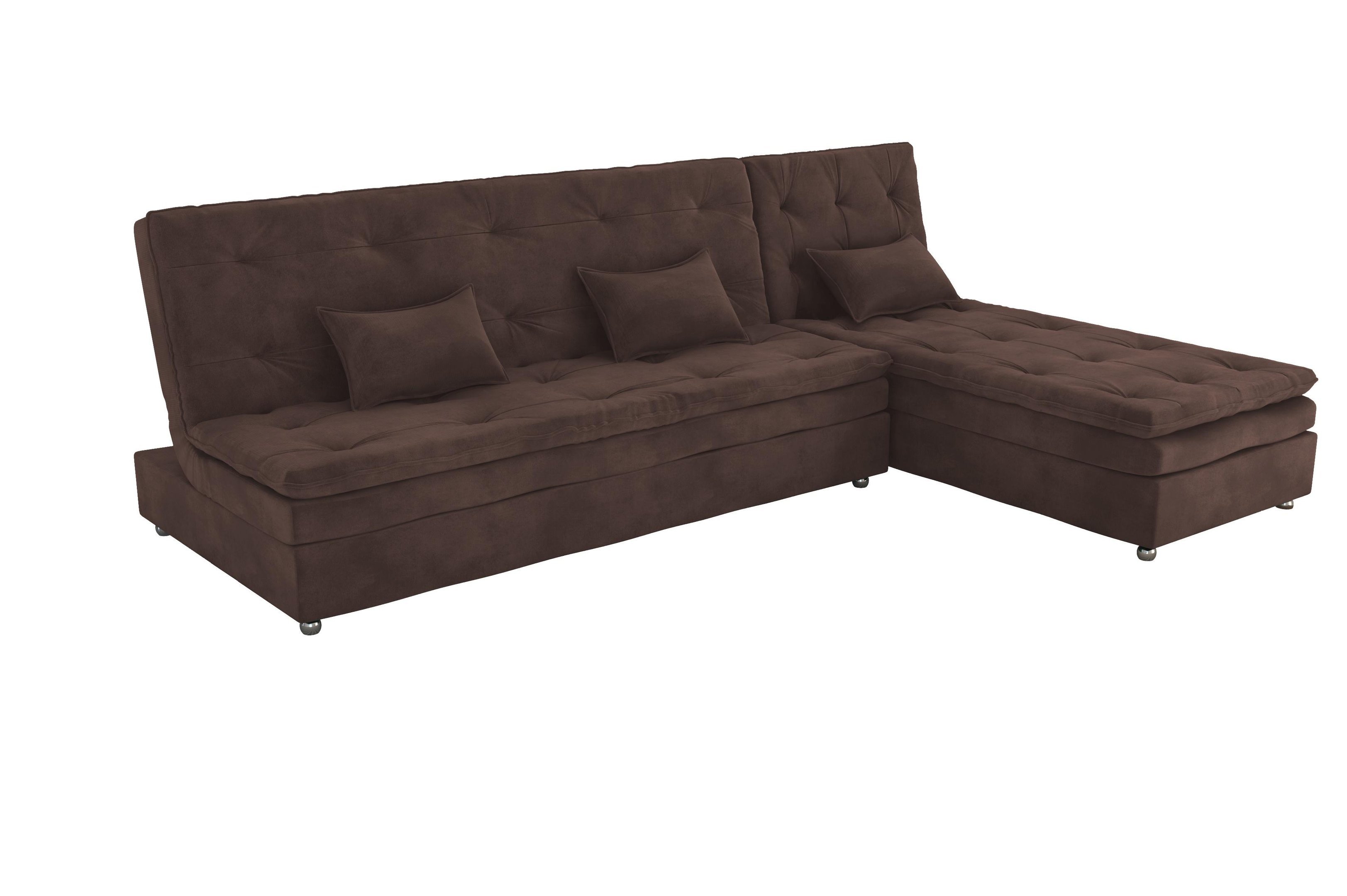 Sofá Cama Reclinavel com Chaise Penélope Suede Marrom B256 - Matrix ...