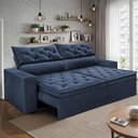 Ver imagem 1 de Sofá Retrátil e Reclinável 2,30m Essence Velusoft Azul Cama Inbox