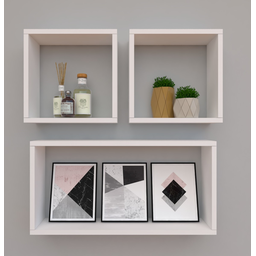 Kit com 3 Nichos Decoração para Sala Branco Retangular - 1
