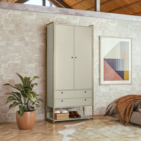 Modulo closet Industrial 89cm 2 Portas 2 Gavetas - Estrutura Metálica