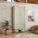 Ver imagem 1 de Guarda Roupa Modulado Closet Industrial 89cm 2 Portas 2 Gavetas Bege/Off White Ac