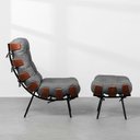 Ver imagem 2 de Poltrona Costela Slim Alta com Puff - Trellis Grafite Abra Cadabra