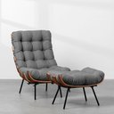 Ver imagem 1 de Poltrona Costela Slim Alta com Puff - Trellis Grafite Abra Cadabra