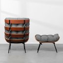 Ver imagem 3 de Poltrona Costela Slim Alta com Puff - Trellis Grafite Abra Cadabra