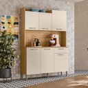 Ver imagem 1 de Armário de Cozinha 6 Portas 1 Gaveta Kit Gênova Bege/Freijó/Soft