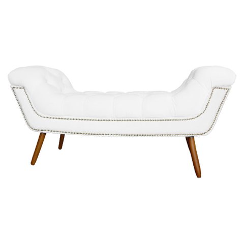 Recamier Calçadeira Estofado Sienna King 195 Cm Corano Branco - LM DECOR