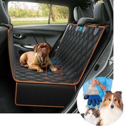 Kit Capa Pet Protetor Banco Traseiro Laranja e Luva Tira Pelo Cão Duke e Dixie - 1