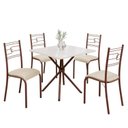 Ver imagem 2 de Conjunto Sala de Jantar Mesa Quadrada 70x70cm Tampo MDP Off White 4 Cadeiras Paraty Marrom/Creme